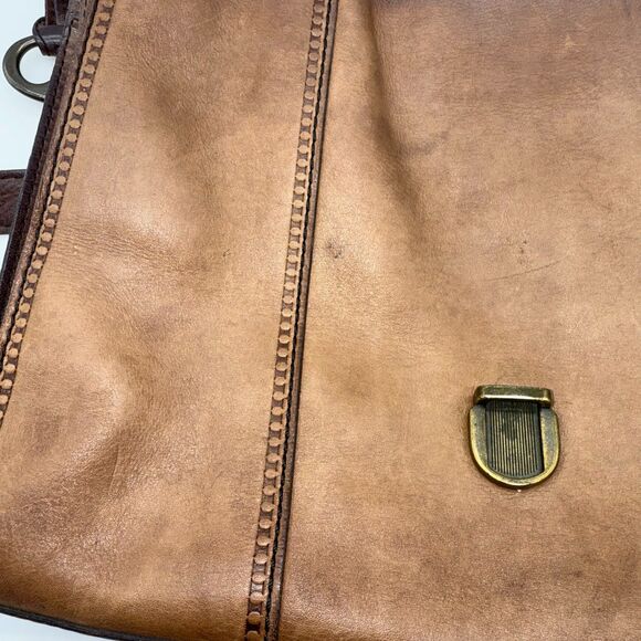 Vintage Fossil Leather Satchel Messenger Bag - Brown - Picture 6 of 14
